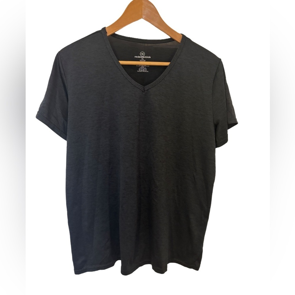 Women’s Charcoal Real Essentials Activewear V-Neck‎ Shirt Size XL